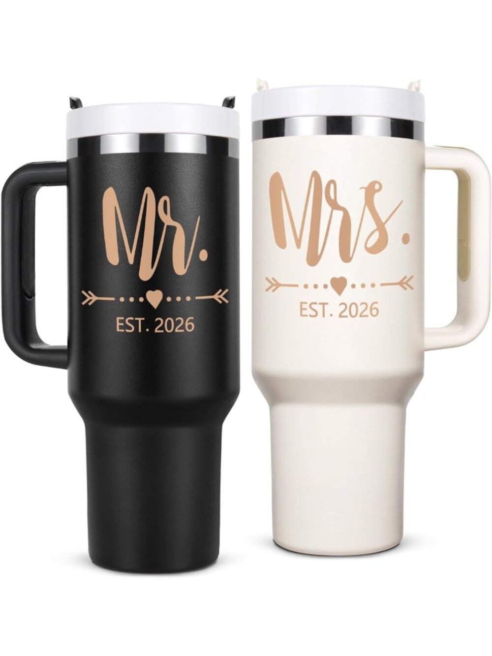 Personalized Wedding Gifts for Couples 2026 - Mr & Mrs Tumblers Set, Unique Gift
